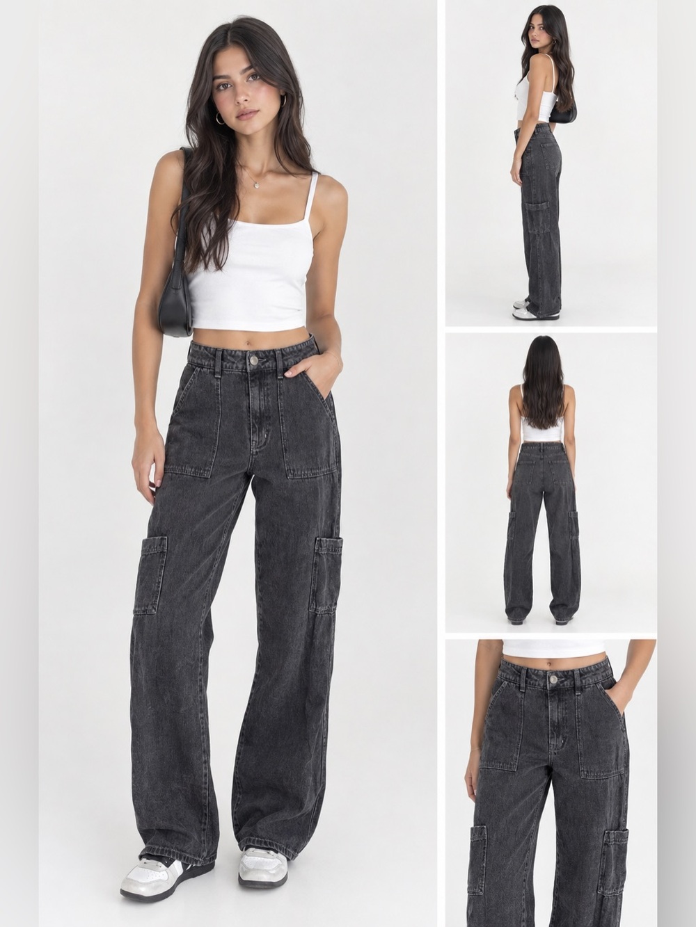 Frame Designer Black Denim Cargo Jeans Women’s Size XS